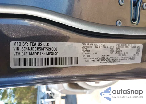 2021 Jeep Compass Limited 4X4 z USA, uszkodzony, nr VIN 3C4NJDCB5MT520050